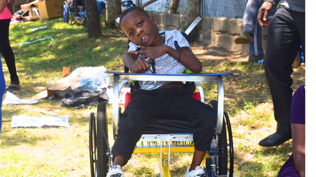 Jaden Sol Ochieng on a wheelchair courtesy of CDSK